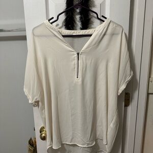 Maurices Cream Blouse with Zipper Detail